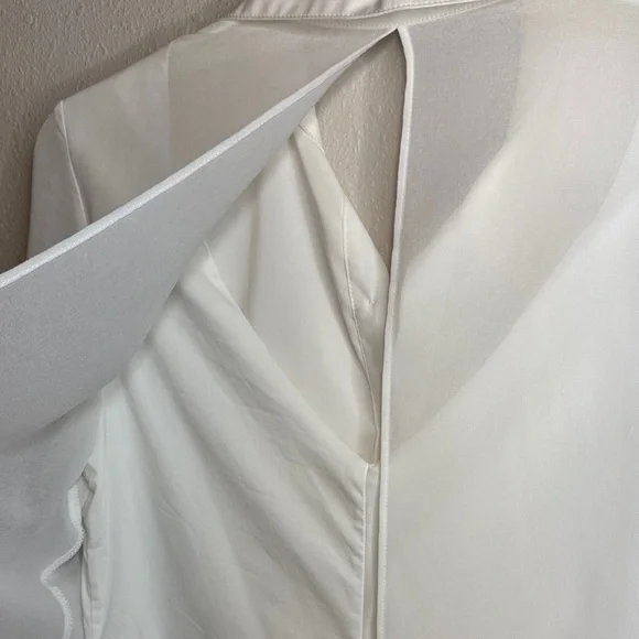 Bailey 44 Vlado‎ White Sheer Long Sleeve Cotton blend Dress Slit Open Back - XS - Picture 11 of 16